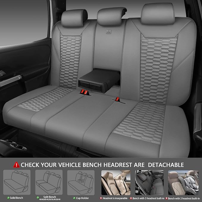 Universal Faux Leather Seat Covers — Full Set — Gray