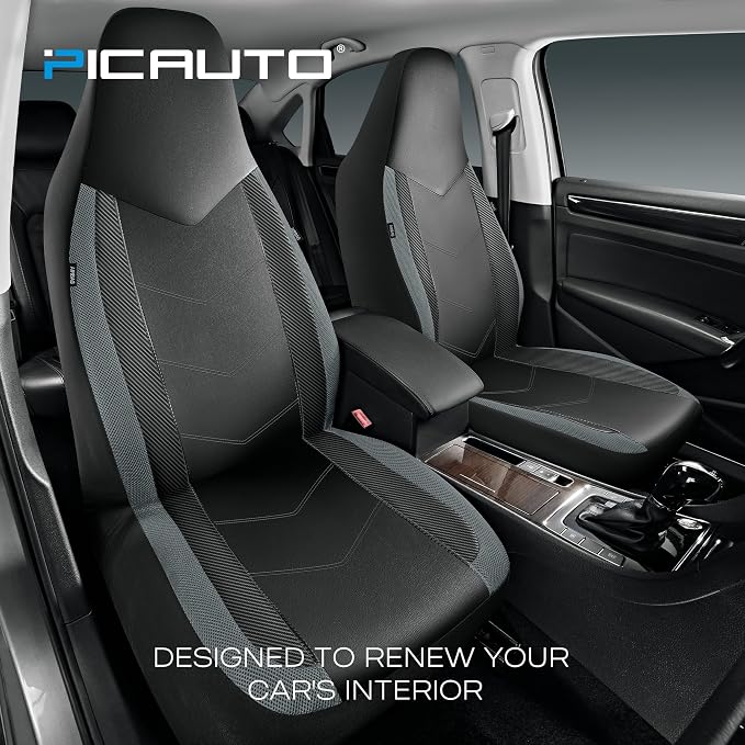 Universal Fabric Seat Covers — Full Set — Black / Gray