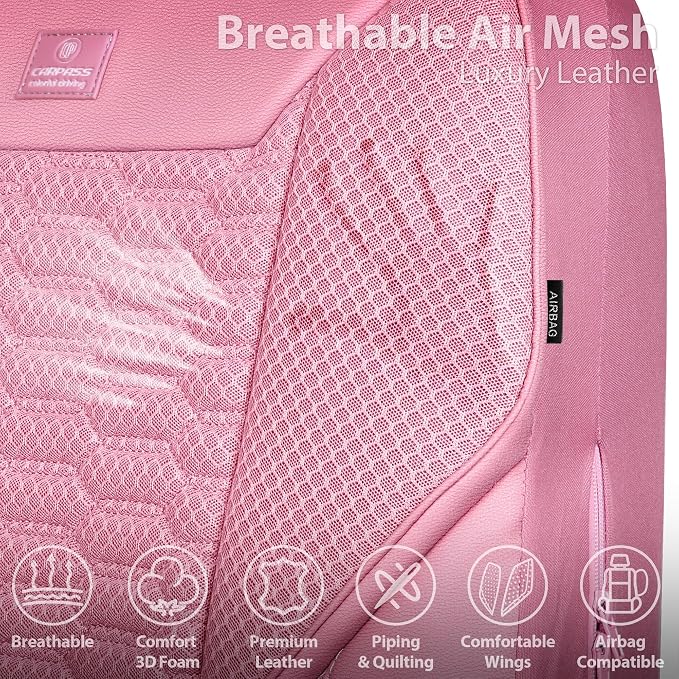 Universal Faux Leather Seat Covers — Full Set — Pink