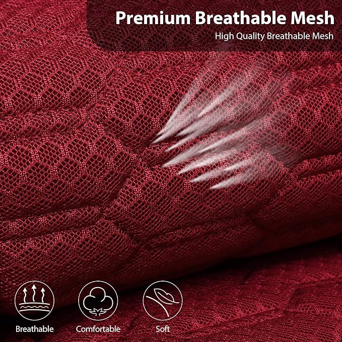 Universal Faux Leather Seat Covers — Full Set — Red / Burgundy