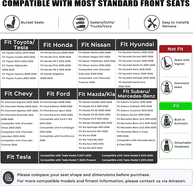 Universal Faux Leather Seat Covers — Front Seat — Black / Gray