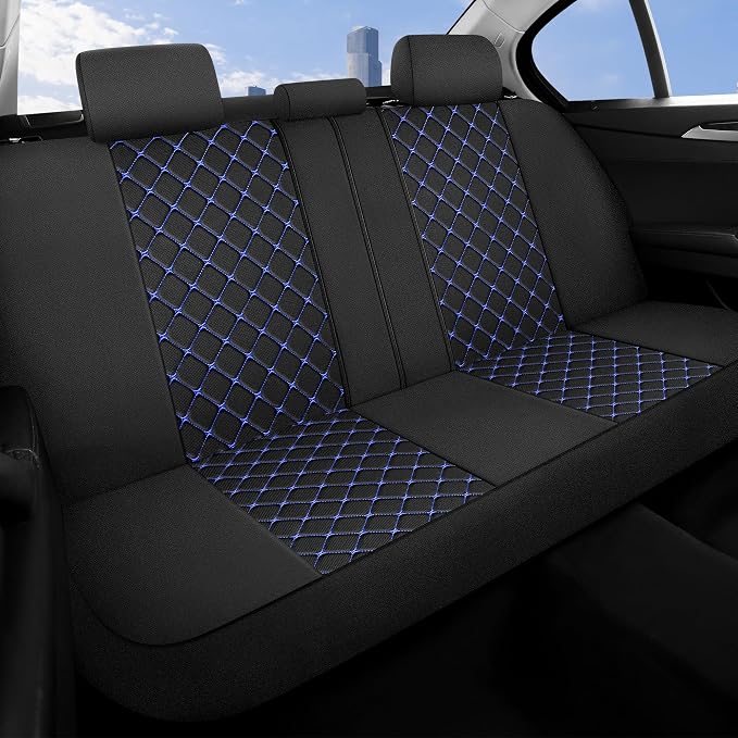 Fabric Car Seat Covers — Full Set — Black / Blue