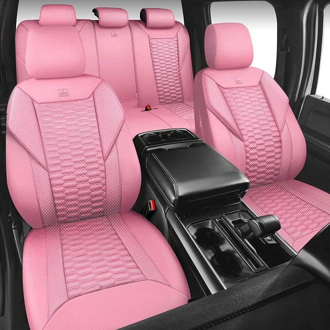 Universal Faux Leather Seat Covers — Full Set — Pink