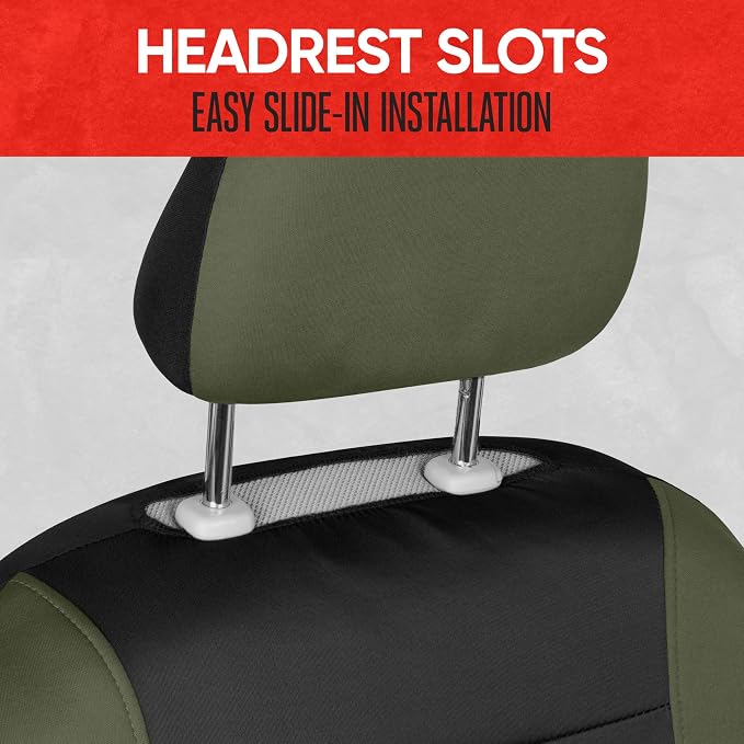 Universal Fabric Seat Covers — Full Set — Green