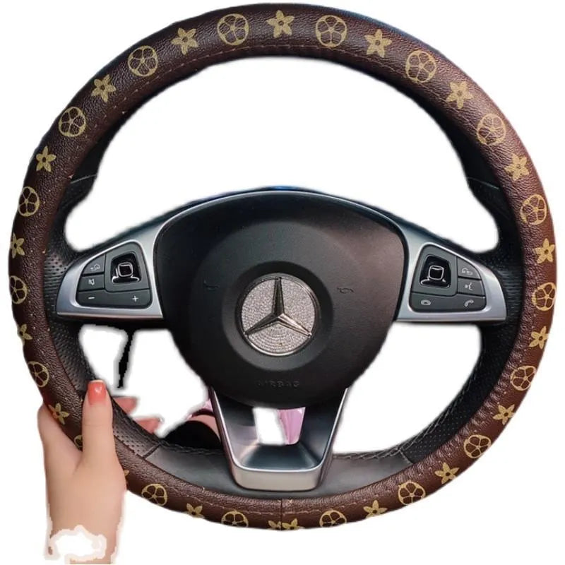 PU Microfiber Anti-Slip Steering Wheel Cover β Embossed Leather, Universal Fit 999c5837-f261-4524-98e5-6a2793f86e8b