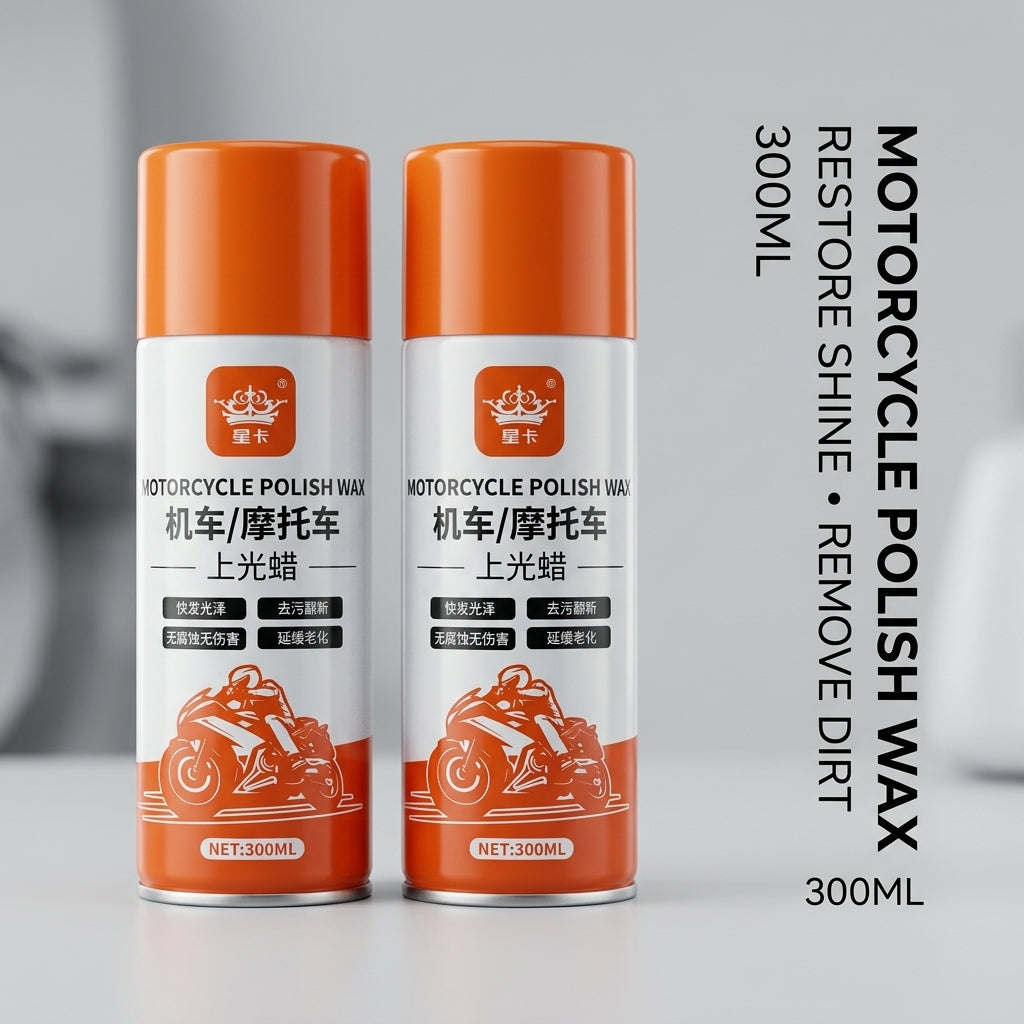 Premium Motorcycle Polish Wax Spray (300ml) - Quick Detailer to Restore Shine, Remove Dirt & Protect Paint