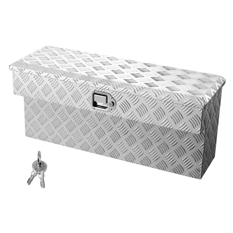 Truck Bed Side Tool Box, Heavy-Duty Aluminum Step Toolbox with Tread Pattern, Storage Chest Organizer with Lock and Key, Ideal for Pickup Trucks, RVs, and Trailers, 34 x 12 x 15.4 in