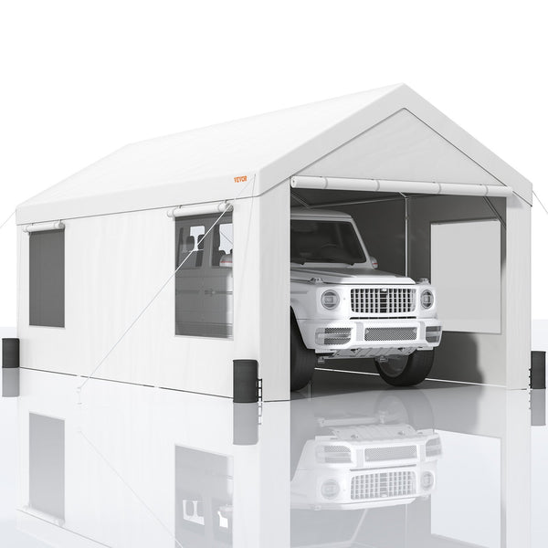 Heavy Duty 10x20ft Car Canopy, Outdoor Garage Shelter with Removable Sidewalls, Roll-up Ventilated Windows & Doors, UV Resistant Waterproof All-Season White 10'x20' 13'x20FT us_FBSJS810X20FTGSF4V0_original_img-v2_car-canopy-m100-1.2