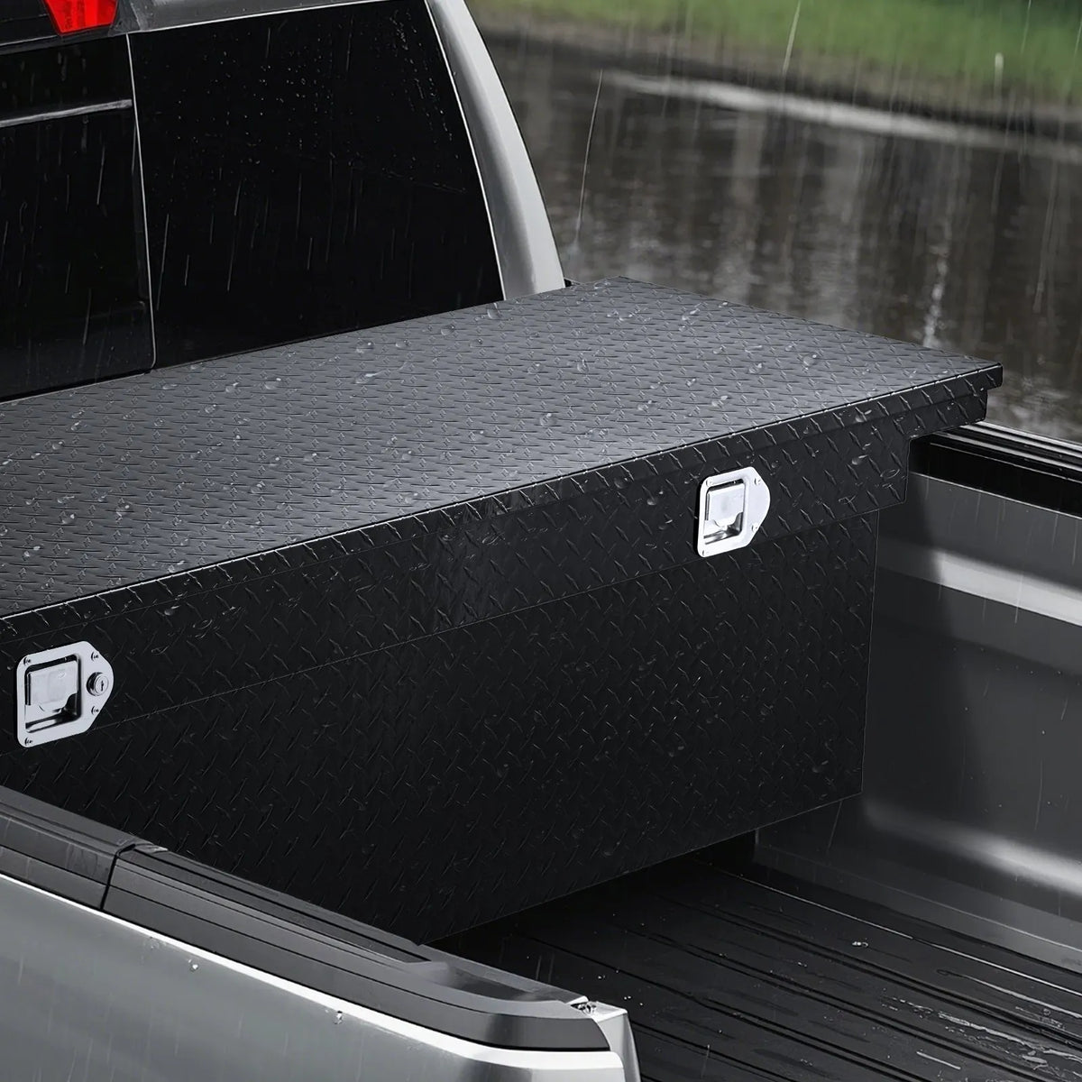 Crossover Truck Tool Box, 69 Inch Heavy-Duty Aluminum Toolbox with Diamond Plate Texture, Pickup Truck Bed RV Trailer Storage Organizer, Waterproof with Stainless Steel Lock, Keys & Side Handles