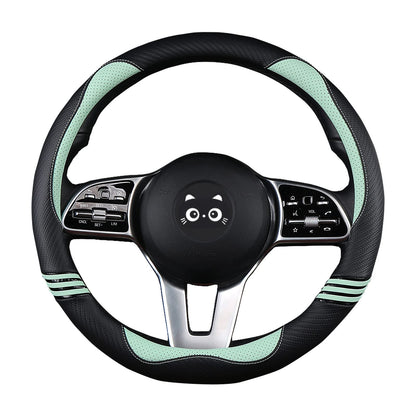Carbon Fiber PU Leather Steering Wheel Cover Anti-Slip Universal Fit 14.5–15 002-Fruit Green 002-Fruit_Green_01_1