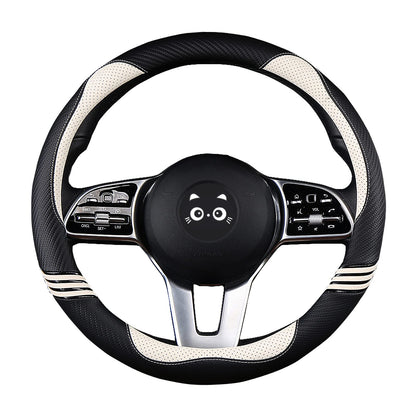 Carbon Fiber PU Leather Steering Wheel Cover Anti-Slip Universal Fit 14.5–15 005-Pearl White 005-Pearl_White_01_1