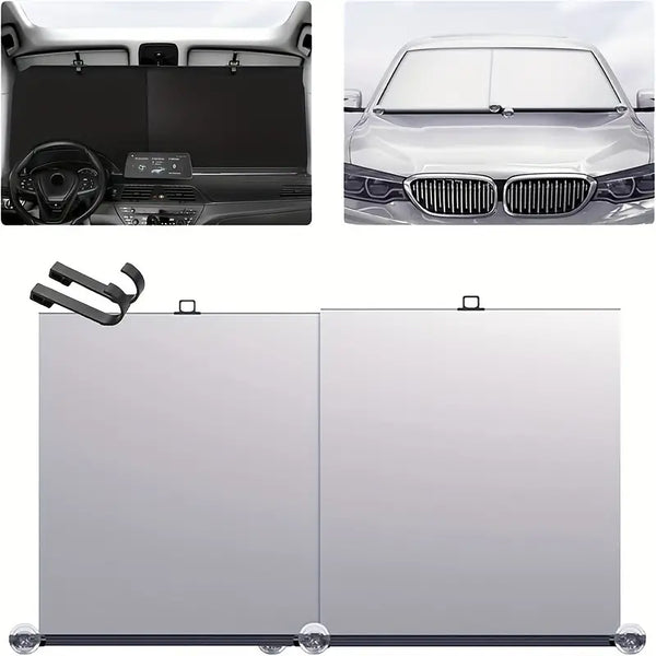 Auto-Retractable Car Sunshade - Uv & Heat Protection, Foldable Windshield Curtain