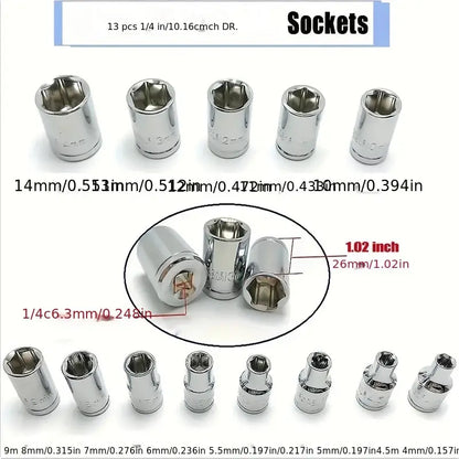 46-Piece 1/4 Drive Socket Wrench Set - Tool Kit 05468bbe-3b66-11ef-8663-0a580a6610a4