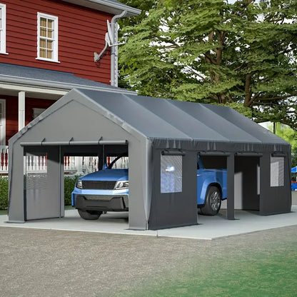 13x25ft Carport Portable Garage Car Top Heavy Duty Carport With Mesh Windows And Removable Sidewalls 054e229f-465f-4de2-acb7-8793ef0b7123