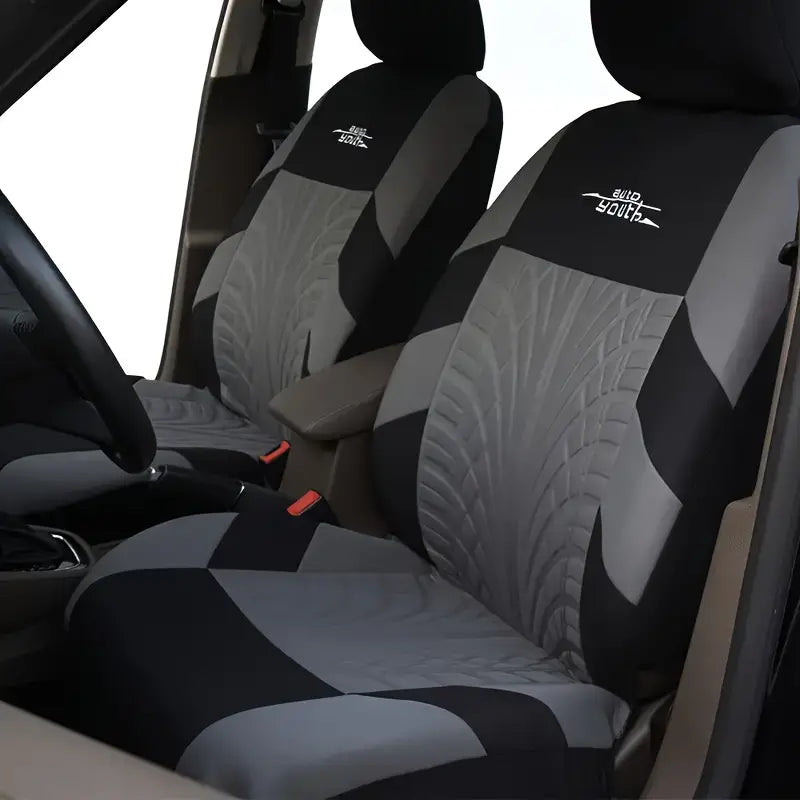 Premium Polyester Fiber Full Set Seat Cover Kit - All-Season Vehicle Seat Protectors