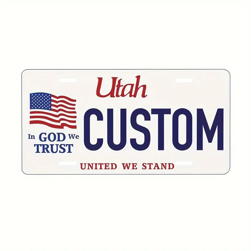 Vintage-Style Aluminum License Plate - Customizable Metal Car Tag Perfect for Front or Rear Display, 6x12 Inches Utah 6''x12'' 15cm*30cm 101197b6-1278-4be4-a647-54d058b857d0