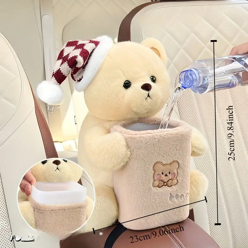 2-in-1 Cute Car Trash Can & Tissue Holder