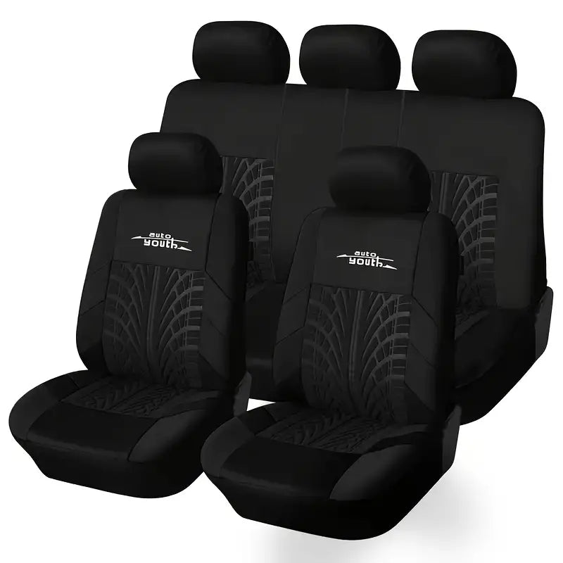 Premium Polyester Fiber Full Set Seat Cover Kit - All-Season Vehicle Seat Protectors