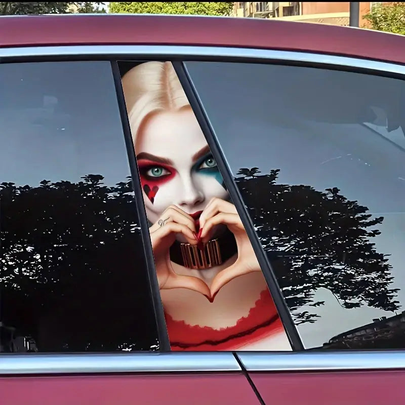 2pcs Fun & Stylish Clown Car Decals - Vinyl B-Pillar Sticker