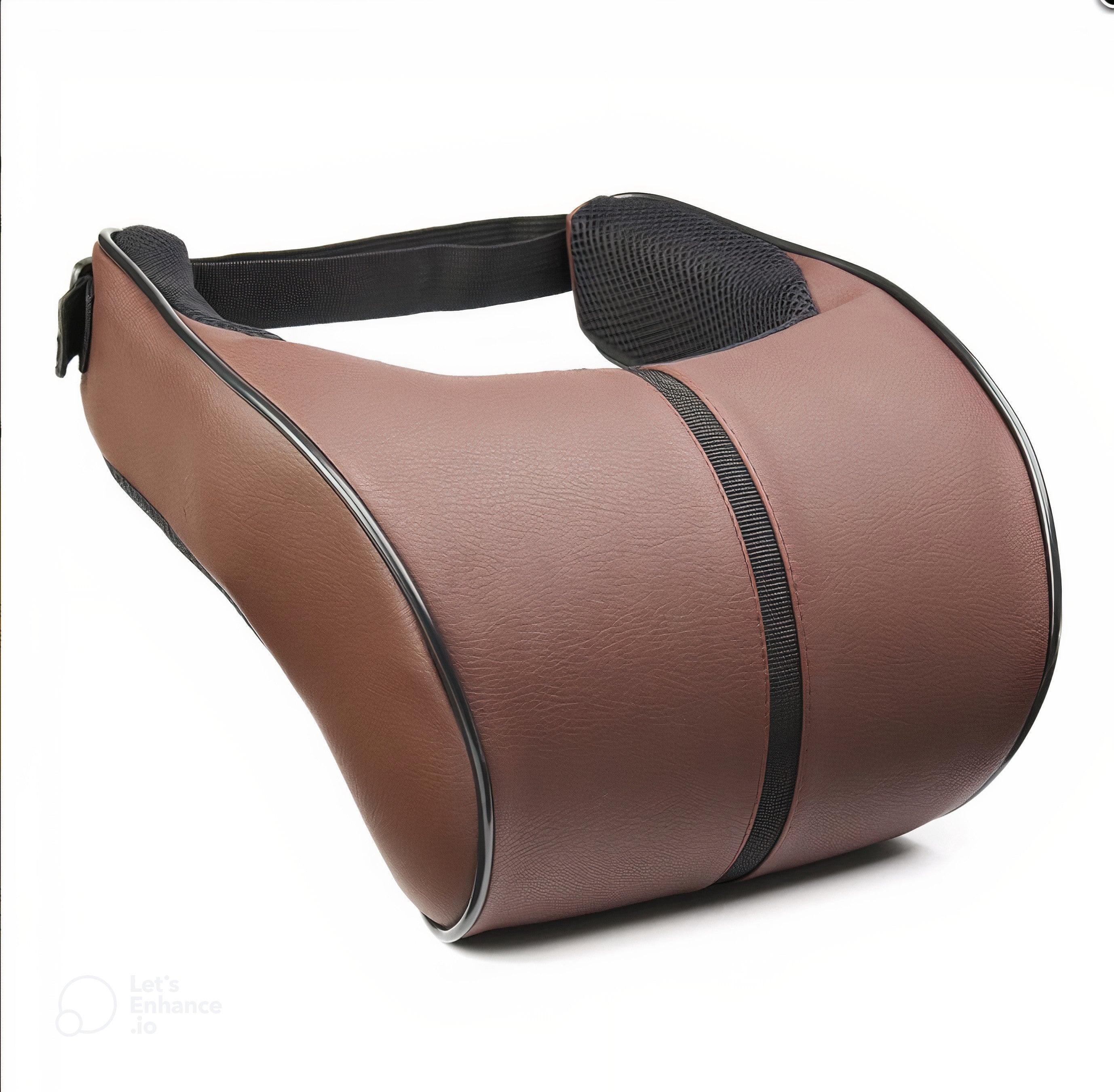 1pc Faux Leather Car Memory Foam Headrest Pillow Comfortable For Long Driving