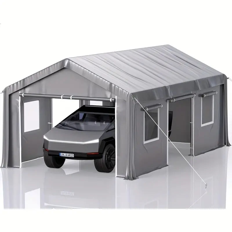 13'x20' Heavy Duty Carport With Roll-up Ventilated Windows & Doors, 8 Legs