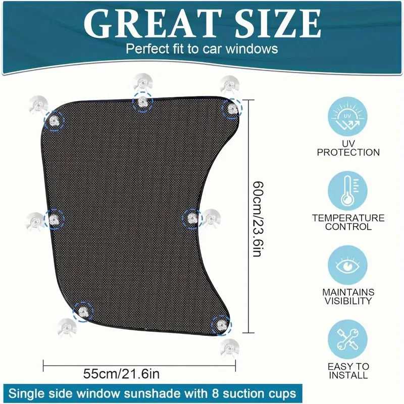 Semi-Truck Side Window Shade - Durable Polyamide, Enhanced Privacy & Visibility