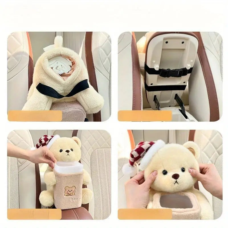 2-in-1 Cute Car Trash Can & Tissue Holder