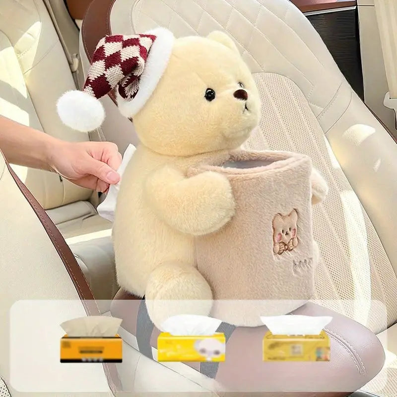 2-in-1 Cute Car Trash Can & Tissue Holder