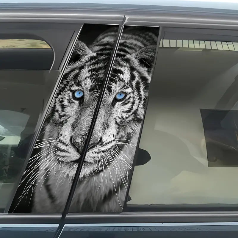 2/pcs Tiger Design Car B-Pillar Stickers