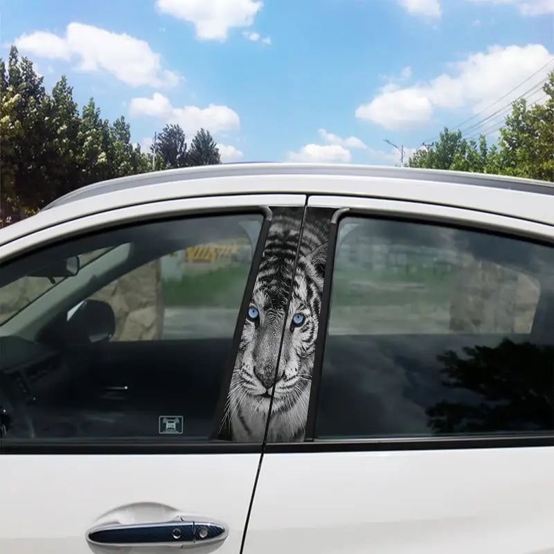 2/pcs Tiger Design Car B-Pillar Stickers