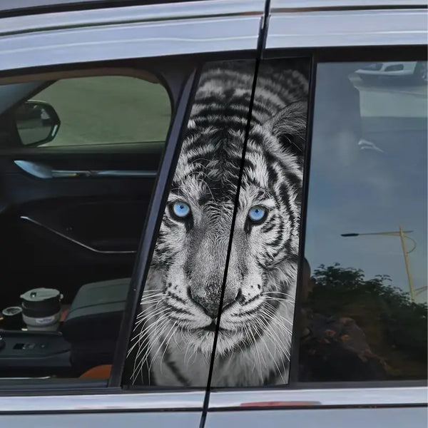 2/pcs Tiger Design Car B-Pillar Stickers