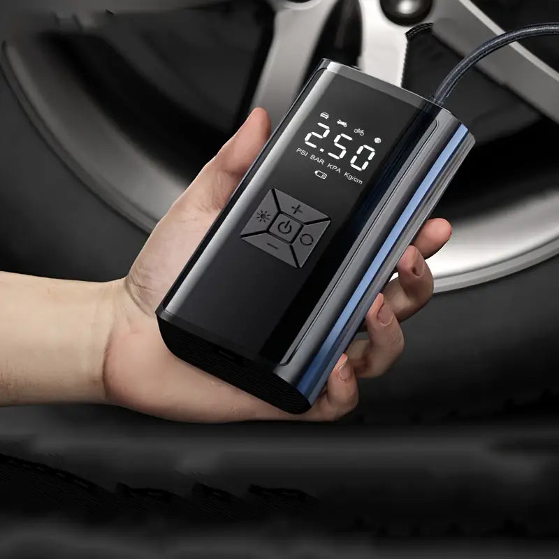 Car Tire Inflator - High-Power, Auto-Stop, LED Lighted, Automotive Air Compressor for Emergency Tire Inflation 1722483912259-669aecee30584e1093992accc71c9e14-goods