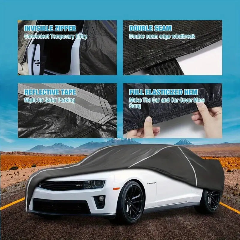 Car Cover for 2010-2024 Chevy Camaro All Weather 6 Layers with Storage Bag