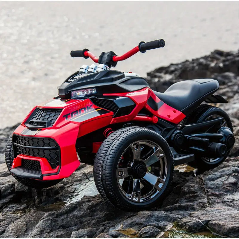 24V Kids Ride on All-Terrain Vehicle, 3 Wheeler Electric Vehicle, Battery Powered Ride on Motorcycle with LED Lights