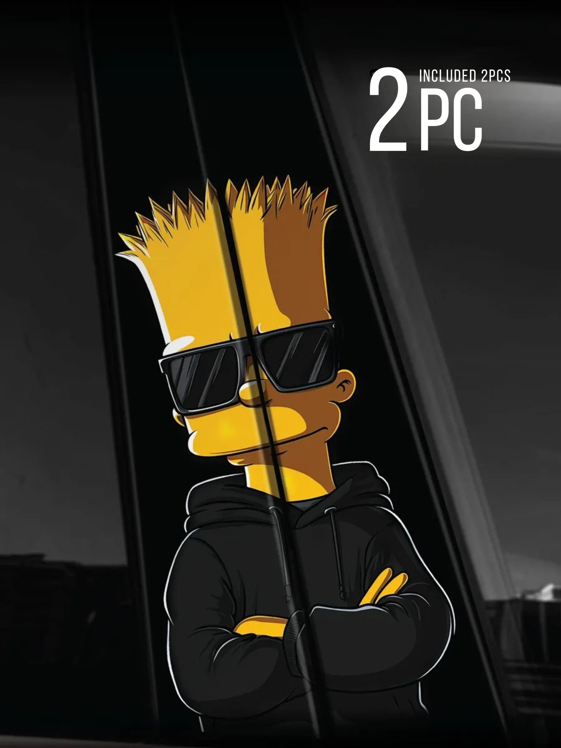 Set of 2 Matte Bart & The Simpsons Car Pillar Decals