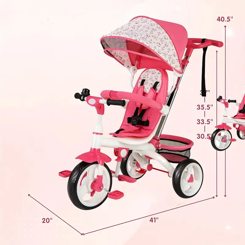 5-in-1 Convertible Tricycle Stroller with Canopy