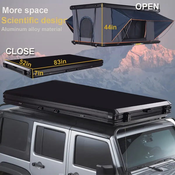 Hard Shell Rooftop Tent For Van, SUV, Truck, Car, Waterproof And Windproof, 2-3 Person Camping Tent With Metal Frame And Canvas Fabric