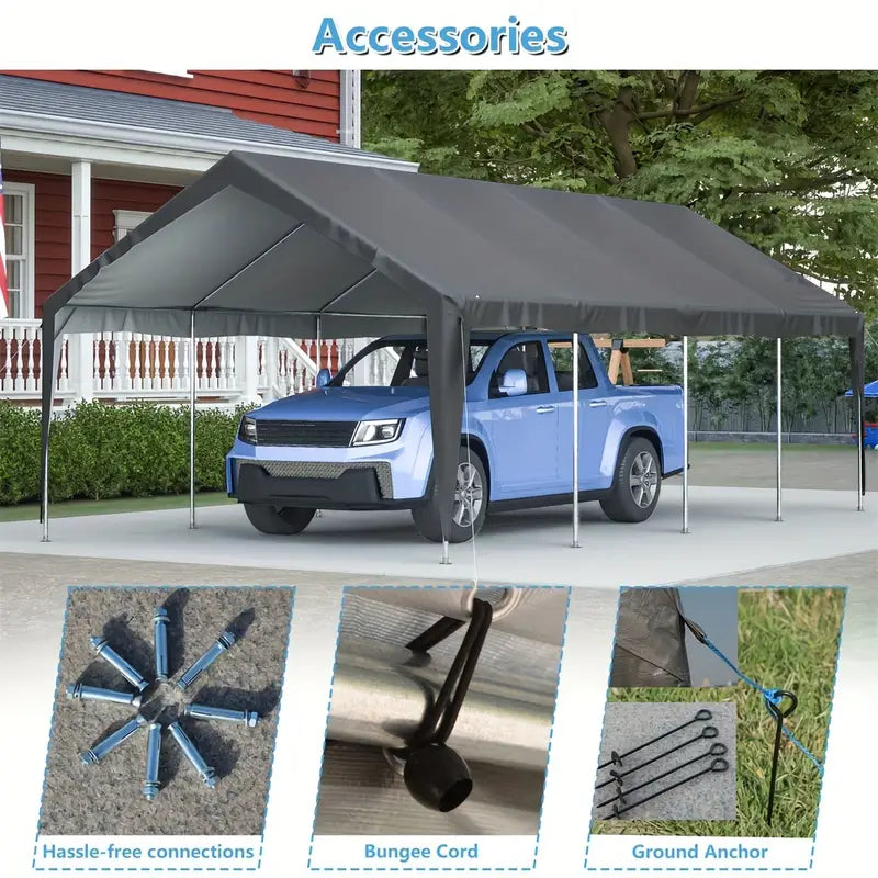 13x25ft Carport Portable Garage Car Top Heavy Duty Carport With Mesh Windows And Removable Sidewalls