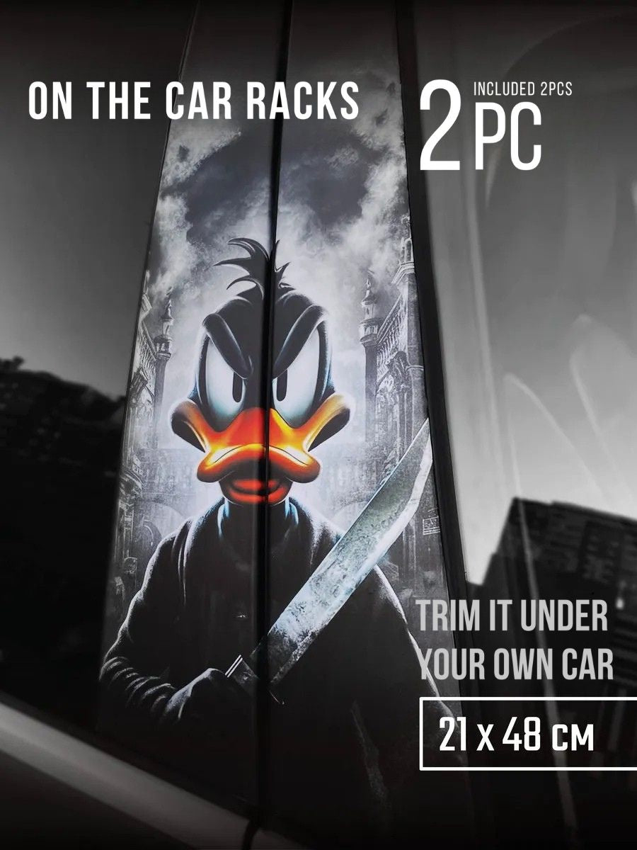 2Pcs Door pillar stickers black duck