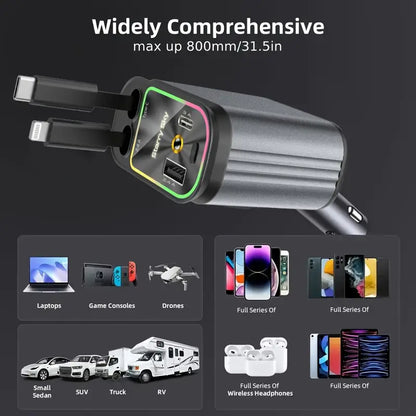 66W 4-in-1 Retractable Car Charger With Star Projector 2d55b9be-a2da-4582-9c67-ac1c564ca133