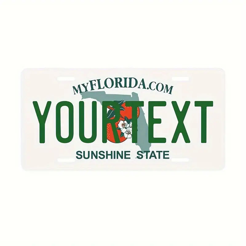 Vintage-Style Aluminum License Plate - Customizable Metal Car Tag Perfect for Front or Rear Display, 6x12 Inches Florida 6''x12'' 15cm*30cm 2da772bb-a95d-409f-a5ed-a72cee187024