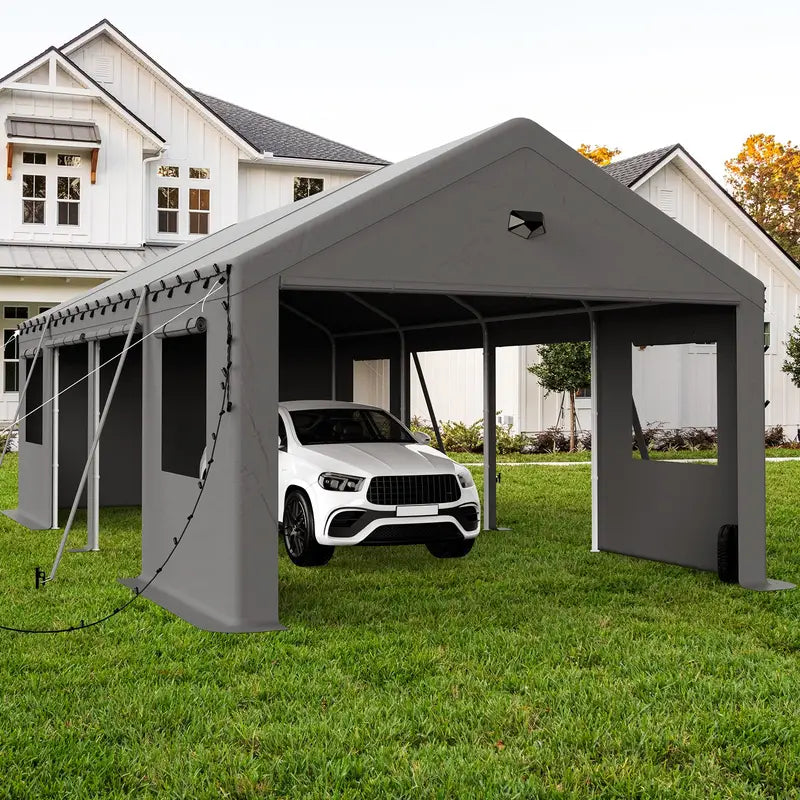 Carports Heavy Duty Carport Canopy with Side Roll 13x25 318be819-ce24-4a14-b238-9e27cd7b5e43