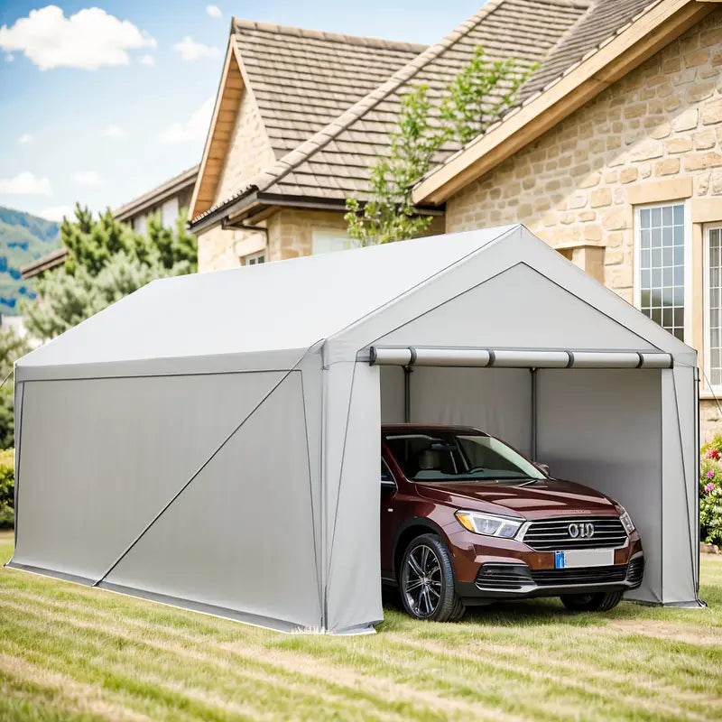 Upgraded Portable Carport with 4 Roll-up Doors