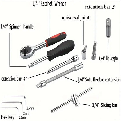 46-Piece 1/4 Drive Socket Wrench Set - Tool Kit 33d80355-9827-4844-8142-3f2d3a5a7c02