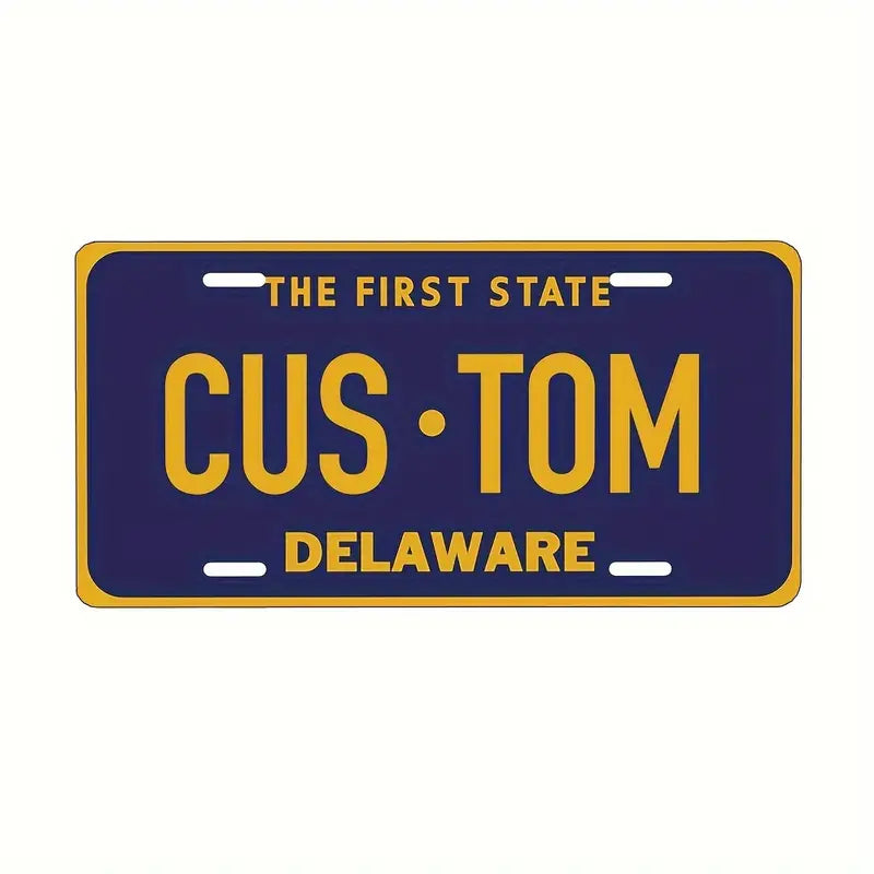 Vintage-Style Aluminum License Plate - Customizable Metal Car Tag Perfect for Front or Rear Display, 6x12 Inches Delaware 6''x12'' 15cm*30cm 39e031c3-3478-448c-88ca-db1cb63528c8