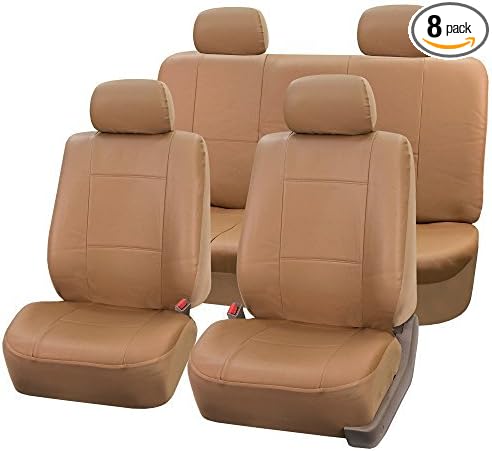 Universal Faux Leather Seat Covers — Full Set — Tan
