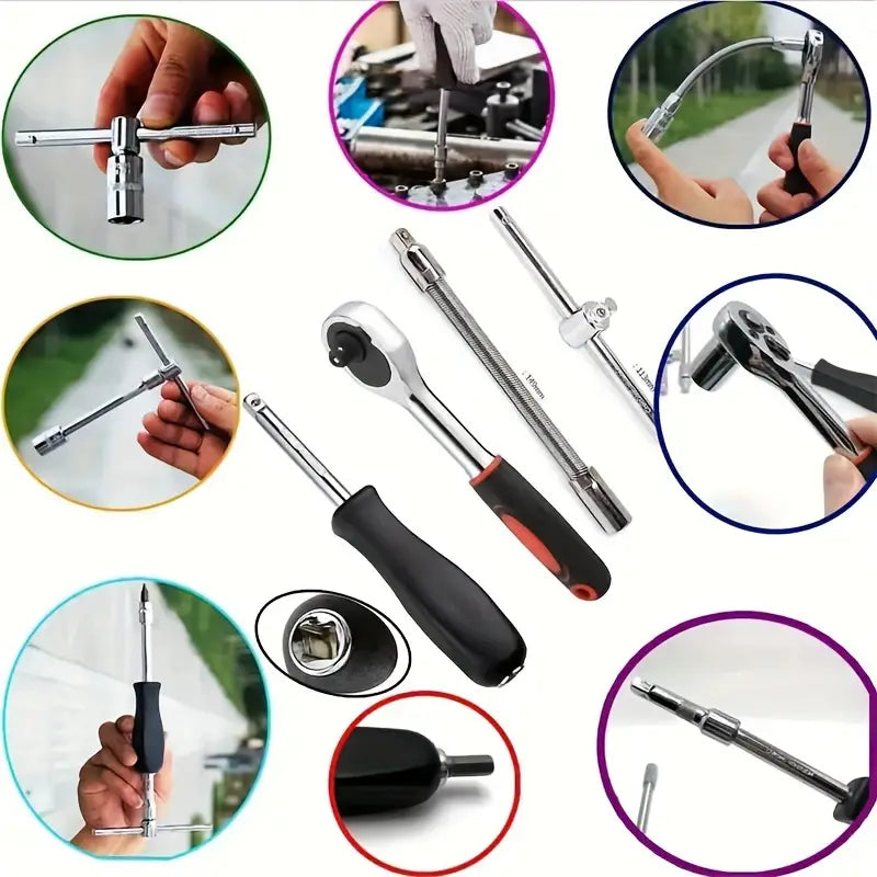 46-Piece 1/4 Drive Socket Wrench Set - Tool Kit