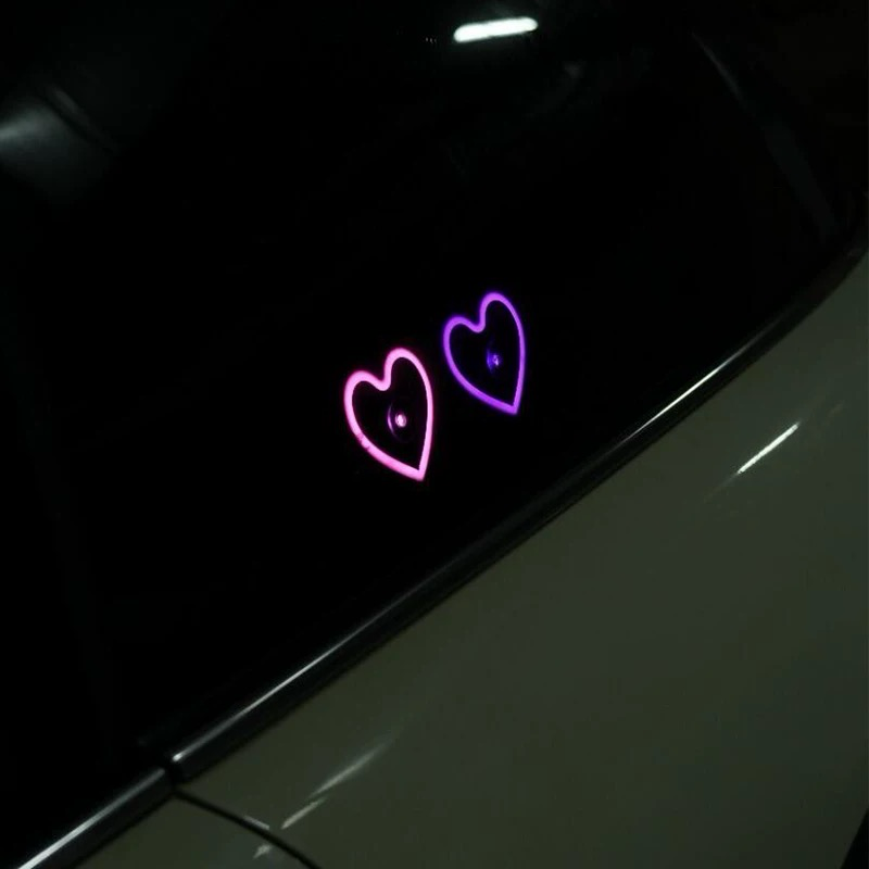 Solar-Powered Wireless Heart-Shaped LED Car Interior Neon Glow – Heart Atmosphere C-Pillar Light & Window Decoration