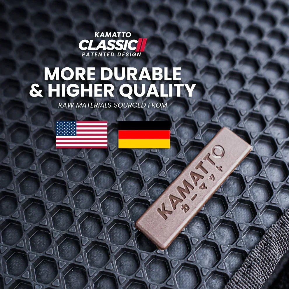 Kamatto Classic product with branding and durability claims on a textured background