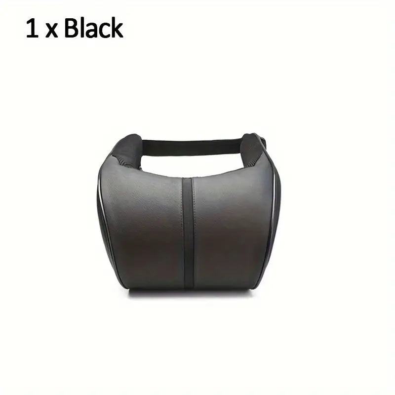 1pc Faux Leather Car Memory Foam Headrest Pillow Comfortable For Long Driving